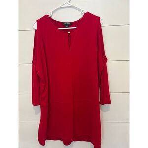 Womens LAUREN RALPH LAUREN Red Open Shoulder 3/4‎ Sleeve Blouse 2X